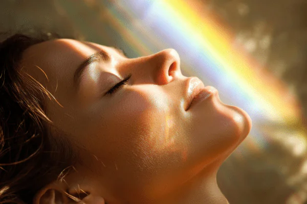 woman with eyes closed