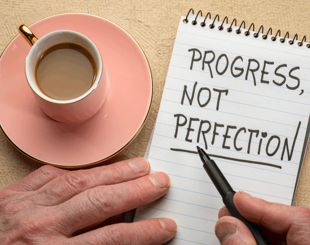 picture of coffee cup and note